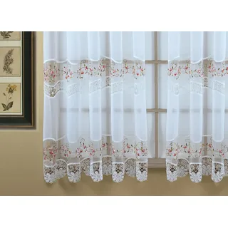 Today's Curtain, Vintage-Makramee-Organza-Panel, 160 cm, Weiß/Rose, 147,3 x 160 cm (B x L)