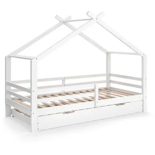 VitaliSpa Hausbett Luni Weiß 200 x 90 cm mit Gästebett , Holz , Rechteckig , Babymöbel & Kindermöbel, Kinderzimmer & Jugendzimmer, Kinderbetten, Spielbetten