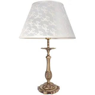 Licht-Erlebnisse Angelica Tischleuchte Messing Stoff E27 Nachttischlampe