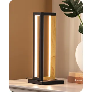 EDISHINE Nachttischlampe Touch Dimmbar, Metall & Holz Design, moderne Tischlampe mit 3 Farbtemperaturen und Memory-Funktion, ideal für Wohnzimmer, Schlafzimmer & Als Geschenk, 35 cm