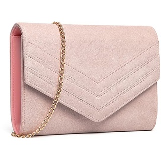 Miss Lulu Damen Clutch Elegant Umschlag Clutch Abendtasche Brauttasche Umschlag Clutch Tasche Handtasche mit Kette für Hochzeit Party Prom (Rosa)