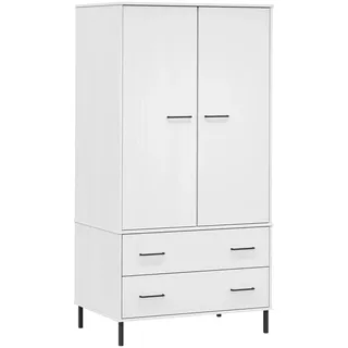 vidaXL Kleiderschrank OSLO Metallbeine Weiß 90x55x172,5 cm Massivholz