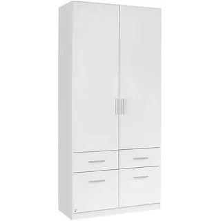Rauch Drehtürenschrank »Kleiderschrank Schrank Garderobe Schlafzimmerschrank CELLE« in 4 Breiten und 2 Höhen, optional mit Schubkästen MADE IN GERMANY weiß Weiß hochglanz Kunststoff, , Schubladen, 91x210x54 cm Blauer Engel, Goldenes M,