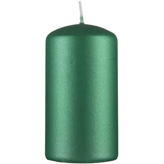 DONAU HOME Kerze Stumpen Standard Lack/Paraffinkerze/ 60x115mm/ Grün Metallic Matt/Stumpenkerze/Deko Kerzen Wachskerze/ 1 Stück/Zur Dekoration