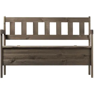 Kadax Gartenbank, 120x47x81,5cm Banktruhe aus Einer Holzfaserplatte, Sitzbank mit Stauraum und Rück - 2 Jahre Gewährleistung - mind. 14 Tage Rückgaberecht - Braun