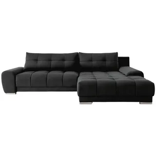Kaiser Möbel Ecksofa Wave Mit Schlaffunktion, Stoff Soro, Schwarz Rechts , Holz , 281x105 cm , Wohnzimmer, Sofas & Couches, Wohnlandschaften, Ecksofas
