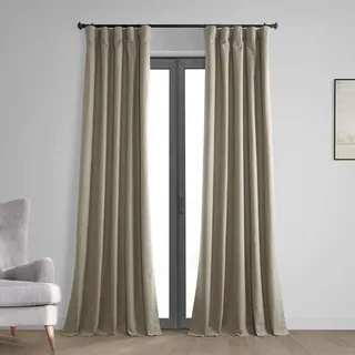 HPD Half Price Drapes Vintage-Verdunkelungsvorhänge für Schlafzimmer und Wohnzimmer, 50 x 108 cm, Thermo-Kreuz-Leinengewebe, FLCW-CBO2204-108 (1 Panel), warmes Taupe