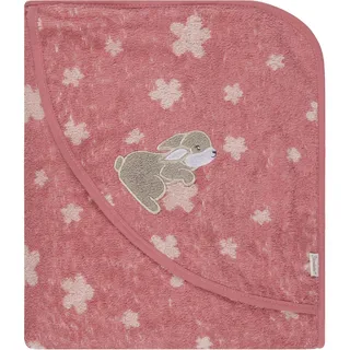 Sterntaler Kapuzenbadetuch Hase Hanni 100x100 cm – Babyhandtuch mit Kapuze aus 100% Baumwolle, saugfähig & weich – Mädchen Badetuch mit Blumenmuster und süßer Applikation – perlrosa
