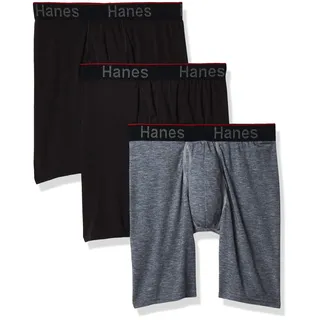 Hanes, Total Support Pouch, Herren-Boxershorts, scheuerfrei, feuchtigkeitsableitend, geruchshemmend, 3er-Pack (Regulär oder langes Bein)., XX-Large