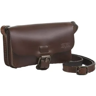 MIKA 28073202 - Schultertasche aus Echt Sattel-Leder, Damen Handtasche mit unterteiltem Hauptfach, Ledertasche für Frauen, Umhängetasche Braun, Lederhandtasche ca. 15 x 5 x 11 cm