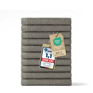Blumtal Premium Frottier Gästehandtücher Set 12 teilig 100% Baumwolle - Oeko-TEX zertifiziertes Gästehandtuch 12x (30x30 cm) - Ultra saugstarkes Gästetücher Set waschbar °60 - Handtücher Grau