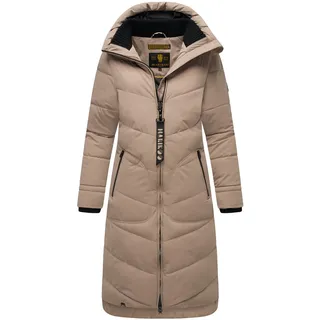 Winterjacke MARIKOO "Marikoo Benikoo Damen lange Winterjacke B949", Damen, Gr. L, grau (taupe grau), Obermaterial: 92% Nylon NY. 8% Elasthan EL., Jacken Winterjacke