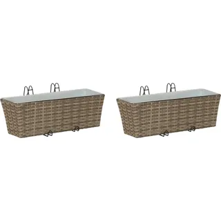 Balkon 2 pcs 50 x 17 x 17 cm Metall - Grau, Bunt