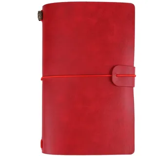 Fafeicy 1 Stück Reisetagebuch Notizbuch Vintage Retro PU Leder Notizbuch Personalisiertes Tagebuch Nachfüllbarer Notizblock Travel Tagebuch(rot)