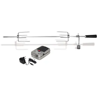 Enders® Edelstahl-Grillspieß für Boston & HYDE 6, Grillspieß Boston & HYDE 6, mit Fleischklammer, elektrischer Drehspieß, silber, #7909