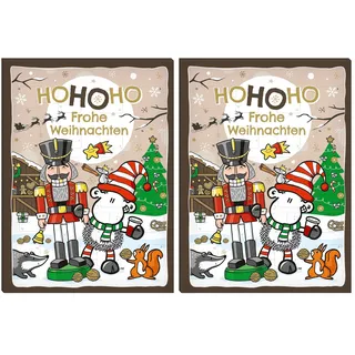 Sheepworld Adventskalender mit Motiv „Ho ho ho“ | 26 cm x 35 cm, Schokoadventskalender, 75 g | gefüllt mit Schokolade, Kalender für Kinder, lustiges Design | 51184 (Packung mit 2)