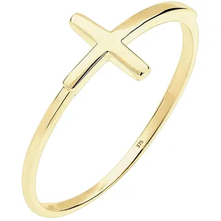 ELLI PREMIUM Ring Damen Kreuz Trend Geo Minimal in 375 Gelbgold