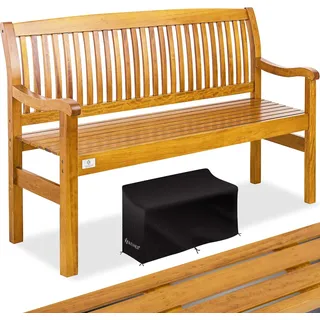 KESSER® Gartenbank Holz Holzbank wetterfest | Für 3 bis 4 Personen | Parkbank aus Massivholz | Sitzbank 320 kg belastbar | Balkonbank Bank für Balkon Terrasse & Garten inkl. Cover - Hellbraun
