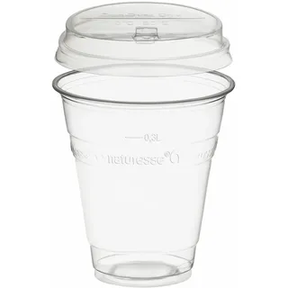 BIO Trinkbecher 300ml + Deckel mit Klappöffnung aus Biokunststoff (PLA) 100 Stk.