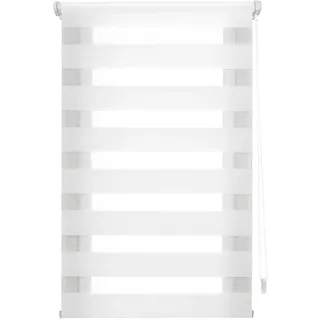 INTERBLIND | Tag- und Nachtrollo ohne Werkzeug - EasyFix-Rollo Größe 90 x 220 cm Breite x Höhe - Rollo ohne Bohren Stoffgröße 87 x 215 cm - Abend- und Tagesrollo Weiß