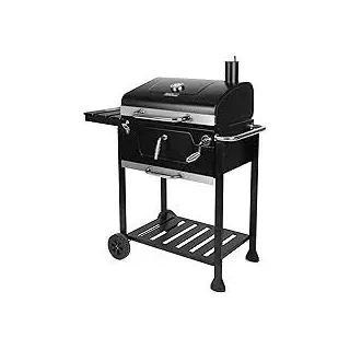 Royal Gourmet Holzkohlegrill Barbecue Grillwagen Smoker Grill Campinggrill Holzkohle Outdoor Kohlegrill Gartengrill Grillfläche 59 x 42 cm Schwarz