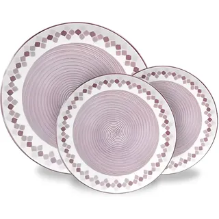 Wintem Modernes Teller-Set, 18-teilig, aus Porzellan mit Kalos-Dekor, elegantes Service für 6 Personen