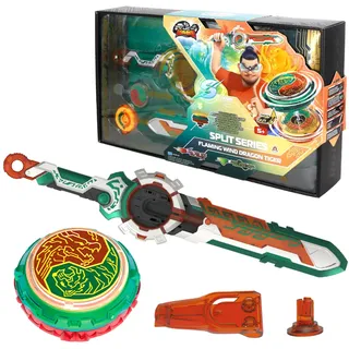 Infinity Nado Kreisel für Kinder Metall Spielzeug Jungen, Battle Tops Kreisel Launcher Spielzeug Jungen, Beyblade Nado Spinning Tops Jungen ab 5 Jahre, Split Series - Flaming Wind Dragon Tiger