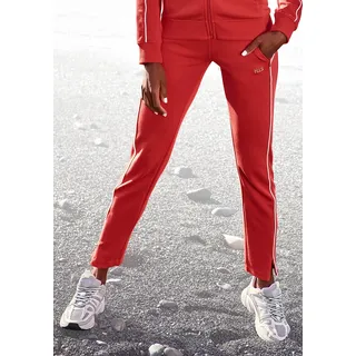 Sweathose H.I.S, Damen, Gr. 40/42, N-Gr, rot, Interlock, Obermaterial: 60% Baumwolle, 40% Polyester, bestickt, unifarben, Basic, figurbetont lang, Hosen Sweathose, mit Reißverschluss am Beinsaum. Ideal für Sport- und Freizeit., Topseller