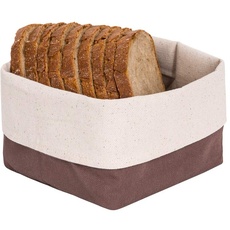 Brotkörbchen aus Baumwolle, zweiseitig, quadratisch 12.5 x 12.5, anpassbar 8-13 cm hoch, Modell Braun