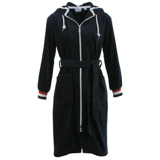 Damenbademantel CARL ROSS "437410" Gr. 40, blau (night blau), 40/42, Velours, Hausmäntel, Damenbademantel, mit Tricolour Ärmelbündchen