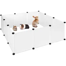 Relaxdays Freilaufgehege Kunststoff, DIY Freigehege, Erweiterbarer Auslauf für Kleintiere, HBT 47 x 110 x 110 cm, weiß