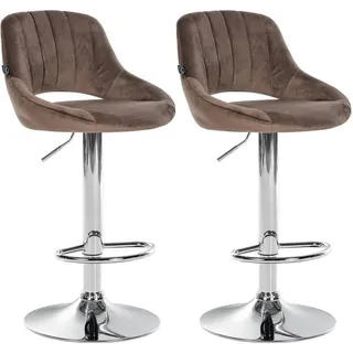 CLP Barhocker 2er Set Samt braun , Braun , Textil , 47x85x48 cm , Esszimmer, Barmöbel, Barhocker