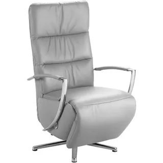 Cantus Relaxsessel , Hellgrau , Metall , Echtleder , Color-Finish-Leder , 64x112x80 cm , Fußauswahl, Lederauswahl, Stoffauswahl, Relaxfunktion , Wohnzimmer, Sessel, Ledersessel