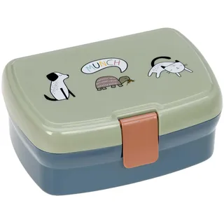 Lässig Kinder Lunchbox Brotdose mit herausnehmbarer Unterteilung, BPA-frei/Happy Prints, Blau