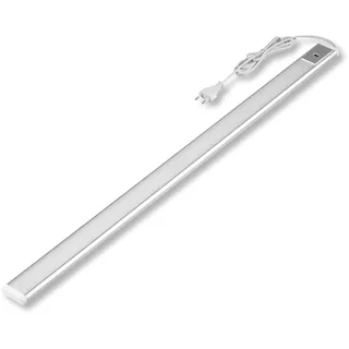 REV Ritter REV Unterbauleuchte Küche LED - Aluminium Schrankbeleuchtung 90cm, 10W, 3000K, Küchenbeleuchtung flach mit Sensor, einfache Montage, silber