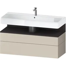 Duravit Qatego Waschtischunterbau, 1 Auszug und 1 Schublade, 1190x470x590mm, Nische Graphit Supermatt, QA4396080, Farbe: Taupe Supermatt/mit Nischenbeleuchtung