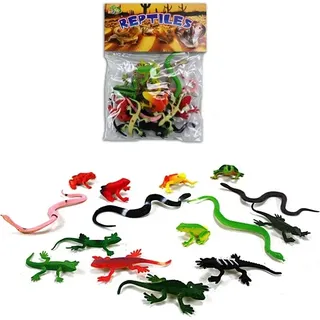 15er Set Reptilien ca. 4-8cm - Schlangen, Frösche, Echsen, Geckos etc.