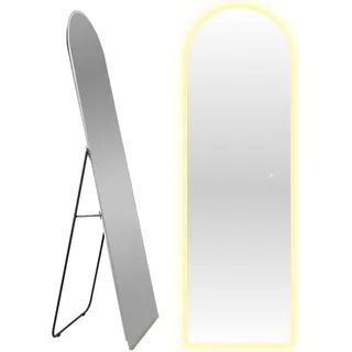 Sensahome Standspiegel oval – mit LED-Beleuchtung – rahmenlos – Ganzkörperspiegel – Spiegel ohne Rahmen – dimmbar – 50 x 160 cm - Transparent