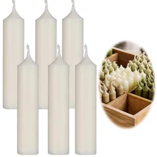 LS-LebenStil Exklusive Stabkerzen 6 Stück Ribe Set Weiß/Elfenbein 11x2,2cm | Made in Denmark - Spitzkerzen Tafelkerzen für die perfekte Tischdeko Hochzeit Taufe Advent Weihnachten Unparfümiert