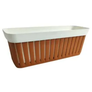 ECOPLAST S.r.l. Kreta Terrakotta/Weiß Blumenblume 40 cm, wie abgebildet