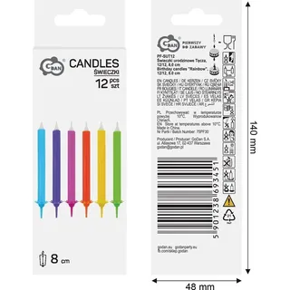 Regenbogen-Geburtstagskerzen 12/12 1 Packung