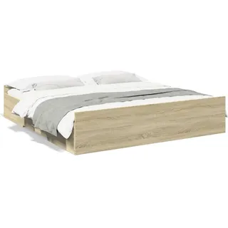 vidaXL Bettgestell mit Schubladen Sonoma-Eiche 200x200cm Holzwerkstoff