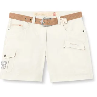 G.I.G.A. DX Damen Shorts Hira, Bermuda mit Gürtel, kurze Hose für Frauen mit praktischen Taschen, weiß, 38