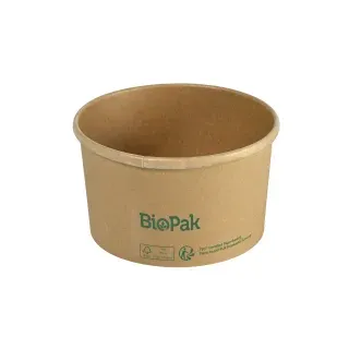 DUNI BioPak Ronda Bowl Slim ungeteilt, 550 ml, Menüschale aus nachwachsenden Rohstoffen, 1 Karton = 15 x 35 Stück, braun