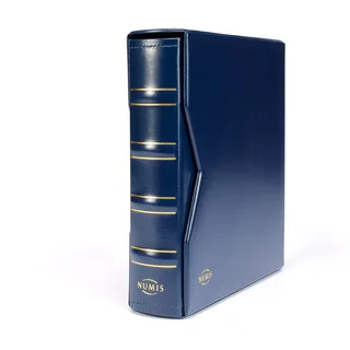 Leuchtturm 313617 Münzalbum Numis Classic - inkl. Schutzkassette & 5 Hüllen für Münzen mit Ø 44, 34, 25, 17 mm - blau