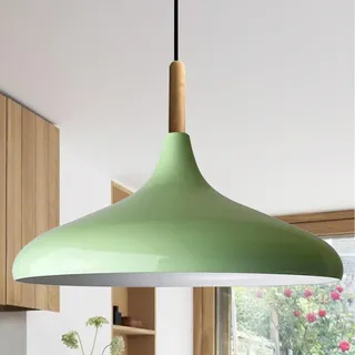 Bamyum Pendelleuchte I Champion I Minzgrün Metall Holz E27 Ø35 cm Lampe - Grün