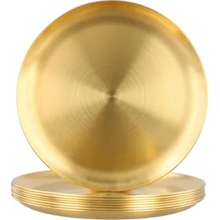 Edelstahl runde Teller - Goldfarben - 8 Stück - 26 cm - Gold