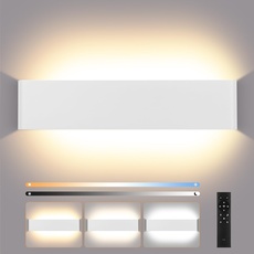 ENCOFT 18W Wandleuchte Innen Dimmbar mit Fernbedienung, Dimmbare LED Wandlampe Modern Up Down Licht Wandbeleuchtung Weiß IP44 für Wohnzimmer Schlafzimmer Flur Treppen usw, aus Aluminium