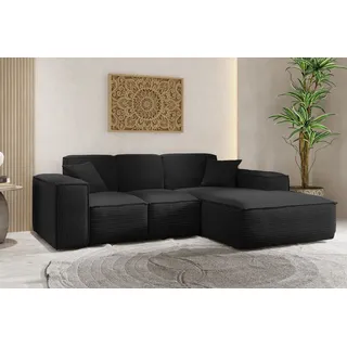 kaiser möbel Ecksofa, Eckcouch L form, Wohnzimmer Siena stoff Poso Schwarz Rechts - Schwarz