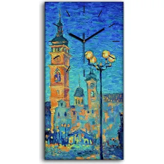 Dekor Leinwand Uhr Wandbilder Geräuschlos Kunstdruck 30x60 Alt Stadt - schwarze Hände - Blau
